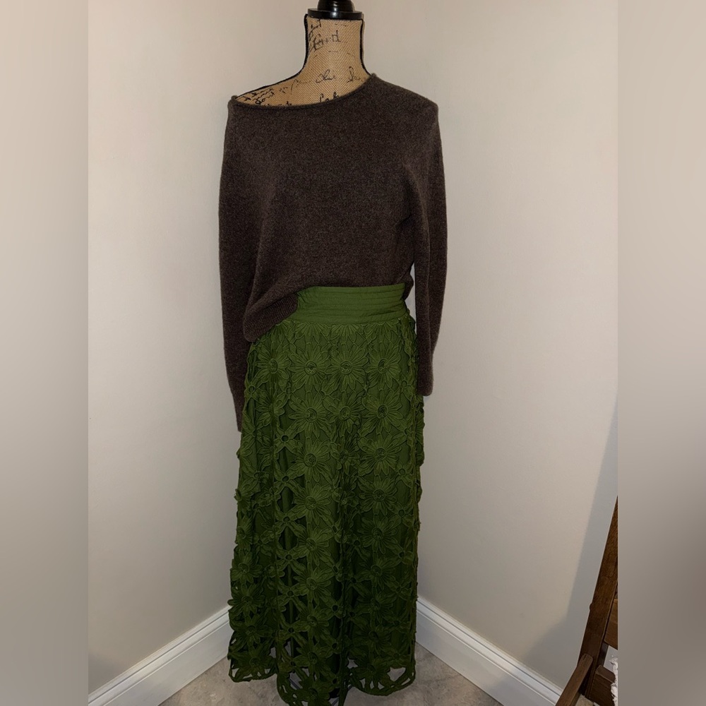 FARM Rio Green Richelieu Midi Skirt - Picture 3 of 10